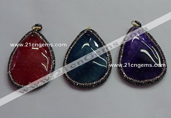CGP1547 40*60mm flat teardrop agate pendants wholesale