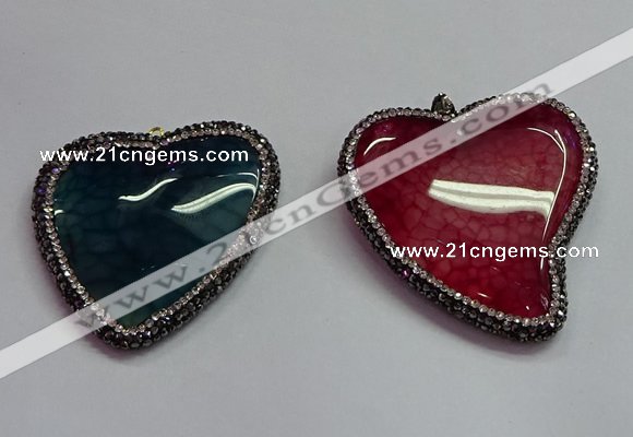 CGP1549 48*50mm - 50*55mm heart agate pendants wholesale
