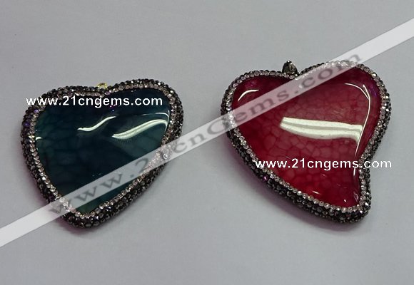 CGP1549 48*50mm - 50*55mm heart agate pendants wholesale