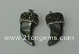 CGP155 20*38mm horn hematite gemstone pendants wholesale