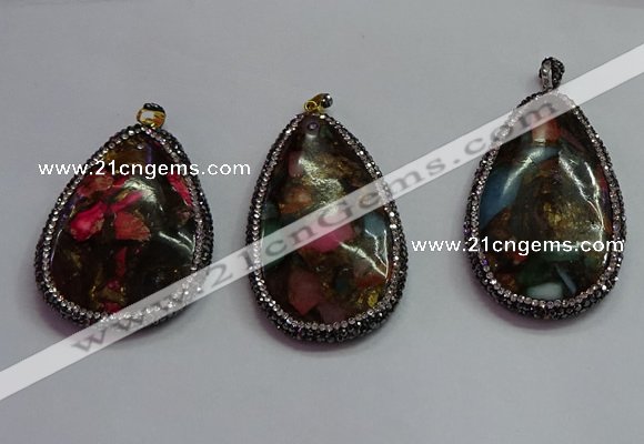 CGP1563 35*65mm - 40*55mm flat teardrop sea sediment jasper pendants