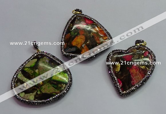 CGP1564 45*50mm freeform sea sediment jasper pendants