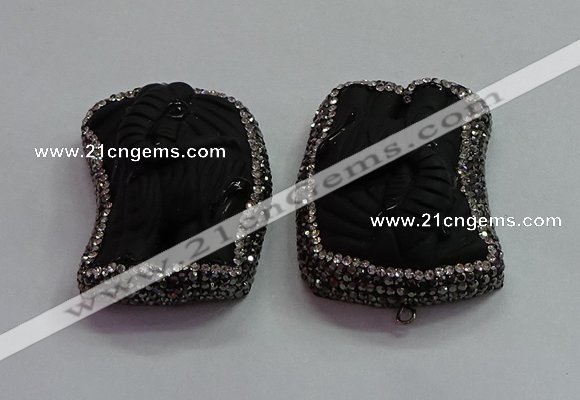 CGP1567 35*45mm carved black obsidian pendants wholesale