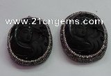 CGP1569 43*53mm carved black obsidian pendants wholesale