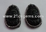 CGP1570 40*65mm carved black obsidian pendants wholesale