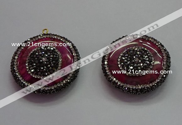 CGP1574 35mm coin crazy lace agate pendants wholesale