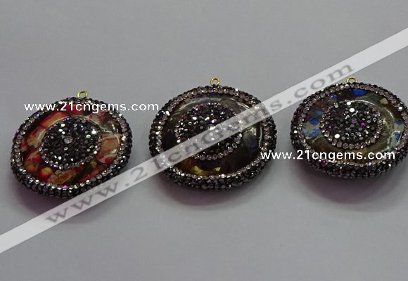 CGP1575 35mm coin sea sediment jasper pendants wholesale