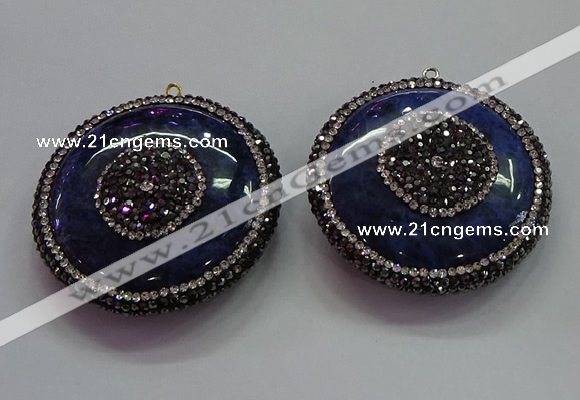 CGP1581 45mm coin sodalite gemstone pendants wholesale