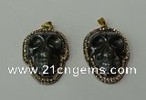 CGP159 25*35mm skull hematite gemstone pendants wholesale