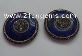 CGP1593 55mm coin lapis lazuli gemstone pendants wholesale