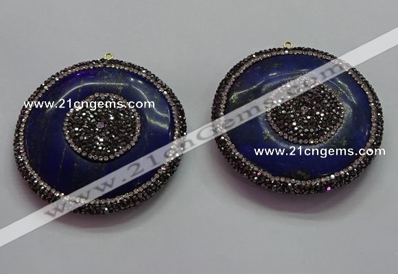 CGP1593 55mm coin lapis lazuli gemstone pendants wholesale