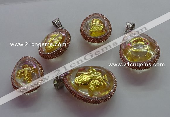 CGP1600 25*35mm - 30*40mm teardrop crystal glass pendants