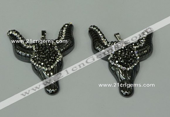 CGP161 40*50mm ox-head hematite gemstone pendants wholesale