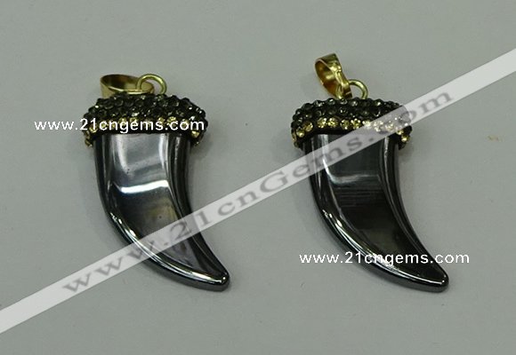 CGP165 18*35mm horn hematite gemstone pendants wholesale