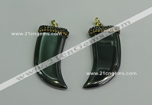 CGP166 22*55mm horn hematite gemstone pendants wholesale