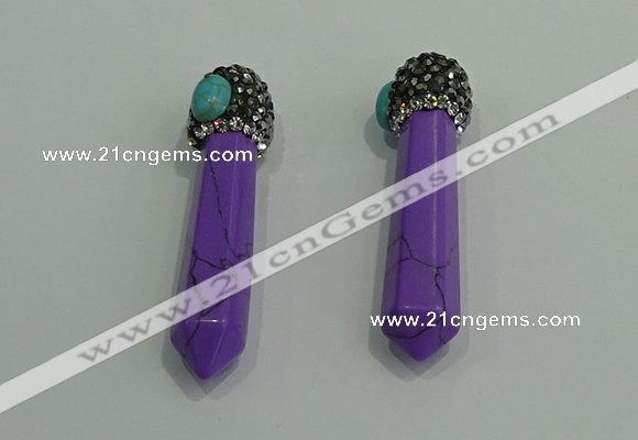 CGP170 10*55mm sticks turquoise gemstone pendants wholesale