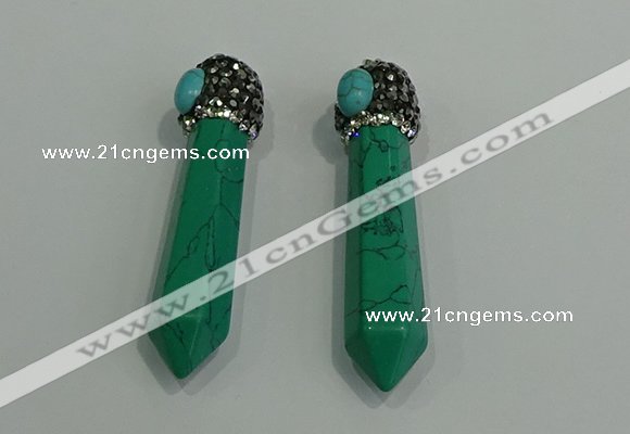 CGP173 10*55mm sticks turquoise gemstone pendants wholesale