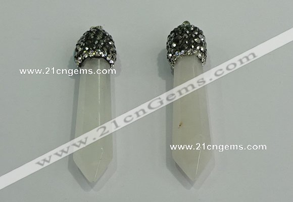 CGP178 10*55mm sticks white crystal gemstone pendants wholesale