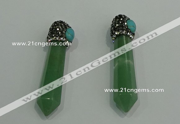 CGP188 10*55mm sticks green aventurine pendants wholesale