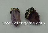 CGP212 15*30mm - 20*35mm bullet amethyst gemstone pendants