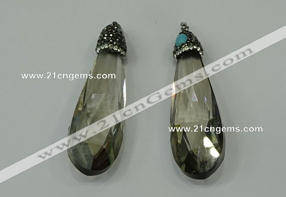 CGP231 20*80mm faceted teardrop crystal glass pendants wholesale