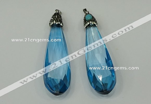 CGP236 20*80mm faceted teardrop crystal glass pendants wholesale