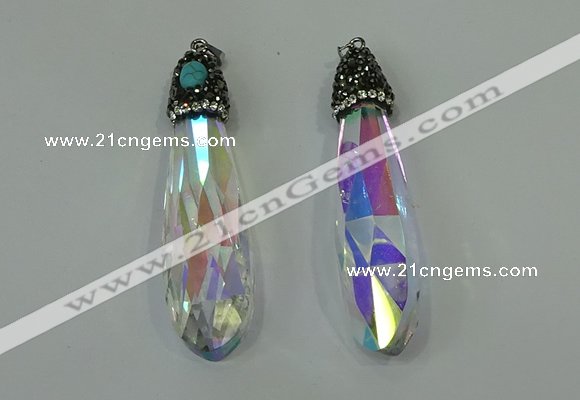 CGP240 17*70mm faceted teardrop crystal glass pendants wholesale