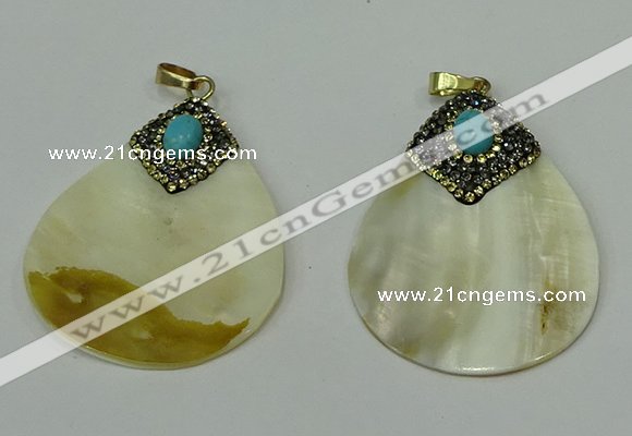 CGP289 35*50mm flat teardrop pearl shell pendants wholesale