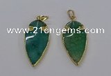 CGP3006 22*45mm arrowhead agate gemstone pendants wholesale