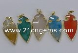 CGP3008 22*45mm arrowhead agate gemstone pendants wholesale