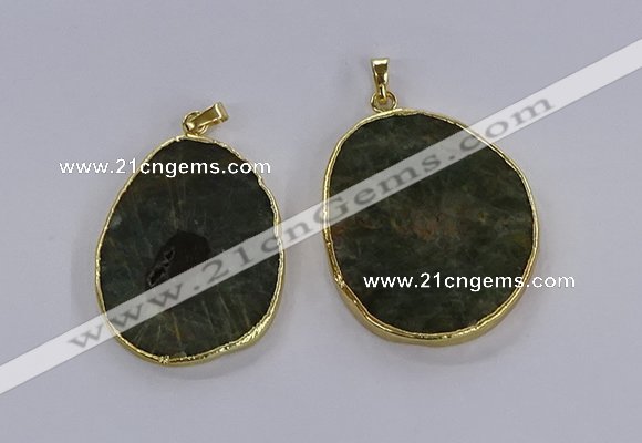 CGP3018 30*40mm - 40*45mm freeform green tourmaline pendants