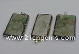 CGP3023 30*60mm - 40*60mm rectangle green apple jasper pendants