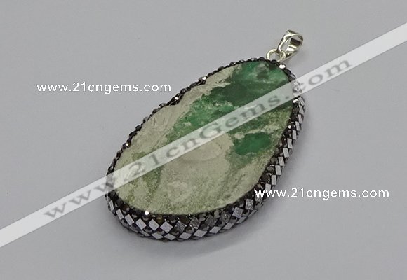 CGP3025 35*50mm - 40*65mm freeform green apple jasper pendants