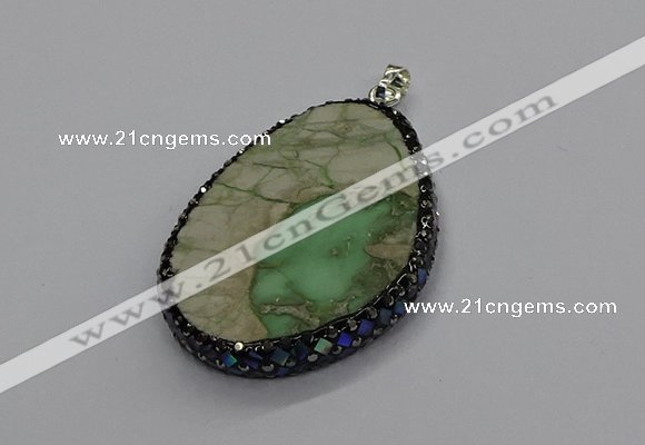 CGP3027 35*50mm - 40*65mm freeform green apple jasper pendants