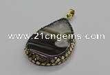 CGP3046 30*45mm - 35*60mm flat teardrop druzy agate pendants