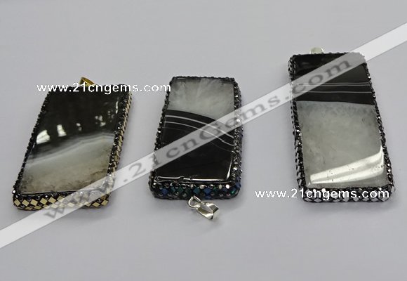 CGP3053 30*65mm - 35*75mm rectangle druzy agate pendants