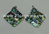 CGP306 35*35mm diamond abalone shell pendants wholesale