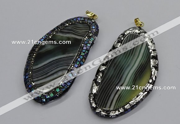 CGP3068 40*65mm - 40*70mm freeform line agate pendants