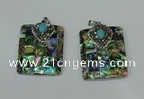 CGP307 30*40mm rectangle abalone shell pendants wholesale