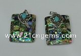 CGP307 30*40mm rectangle abalone shell pendants wholesale