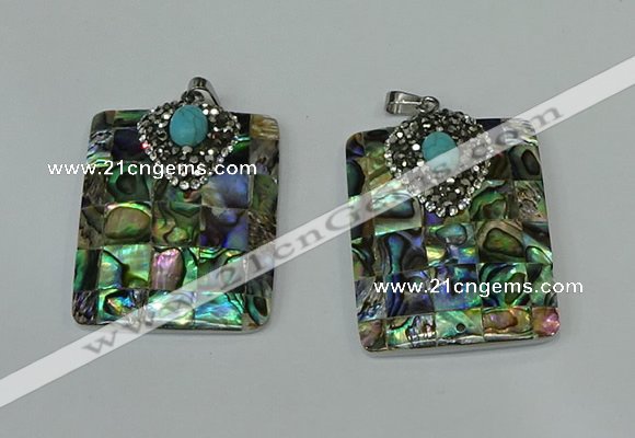 CGP307 30*40mm rectangle abalone shell pendants wholesale