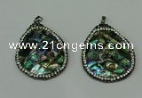 CGP308 35*45mm flat teardrop abalone shell pendants wholesale