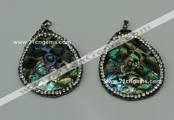 CGP308 35*45mm flat teardrop abalone shell pendants wholesale