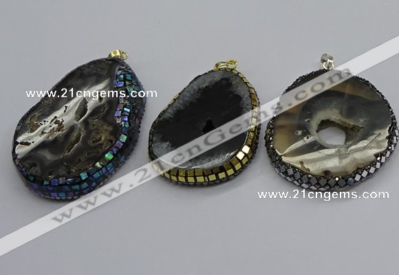 CGP3080 40*50mm - 45*55mm freeform druzy agate pendants