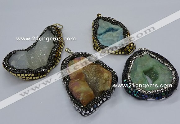 CGP3085 40*50mm - 45*55mm freeform druzy agate pendants