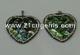 CGP310 40*40mm heart abalone shell pendants wholesale