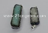 CGP3101 15*45mm - 15*55mm rectangle druzy agate pendants