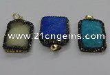 CGP3102 25*35mm rectangle druzy agate pendants wholesale