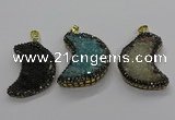 CGP3104 25*40mm moon-shaped druzy agate pendants wholesale