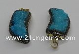 CGP3105 20*45mm horn druzy agate pendants wholesale